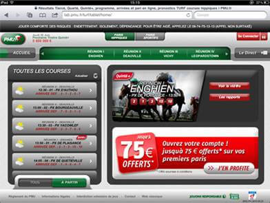 Les courses du PMU sur tablette