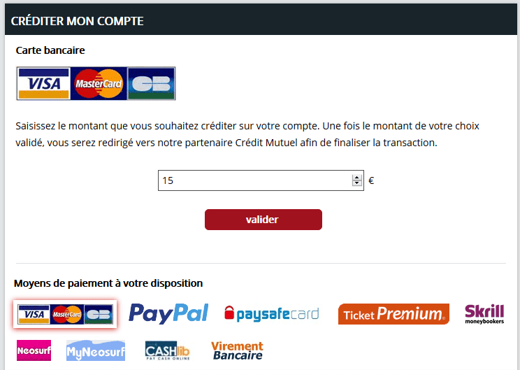 méthodes de paiement zebet