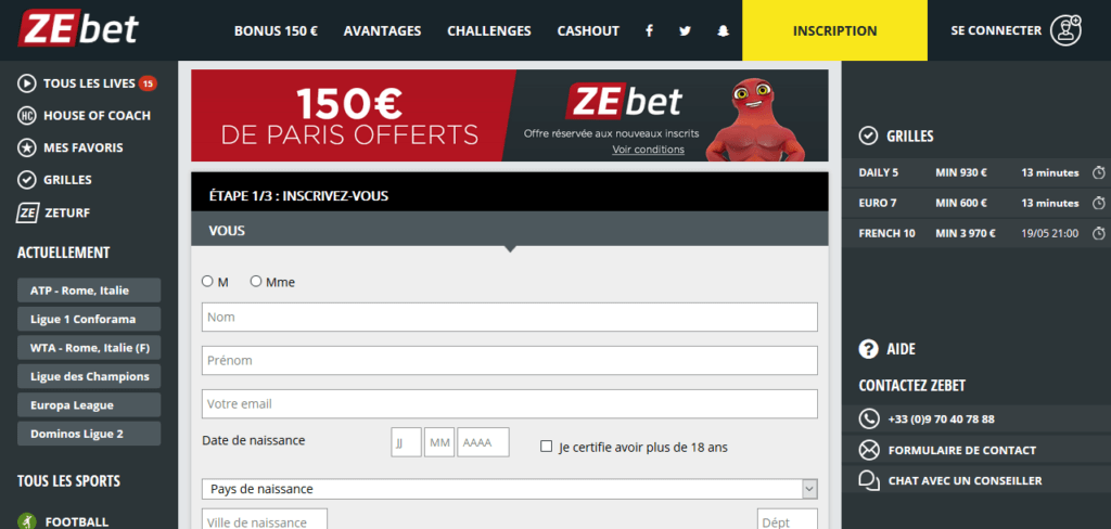 compte joueur zebet