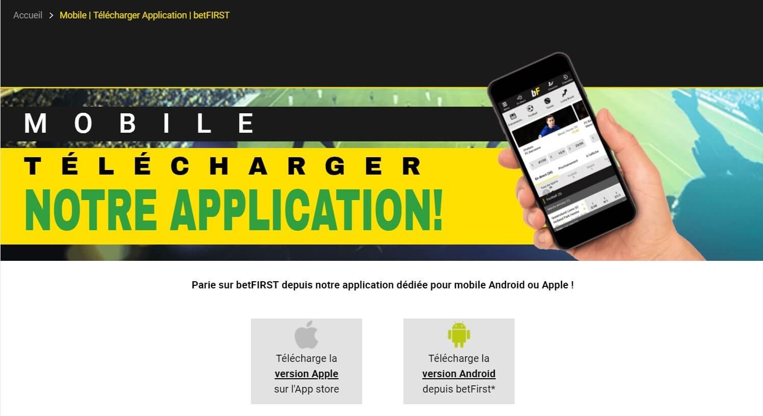 Application mobile Betfirst