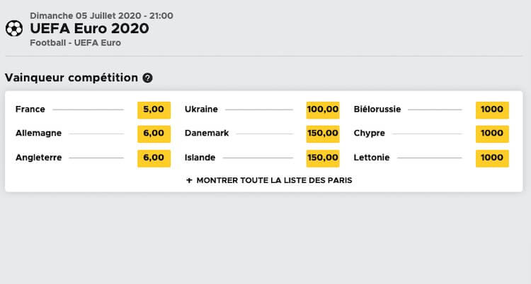 Trouver le meilleur site pour parier sur l'Euro 2020