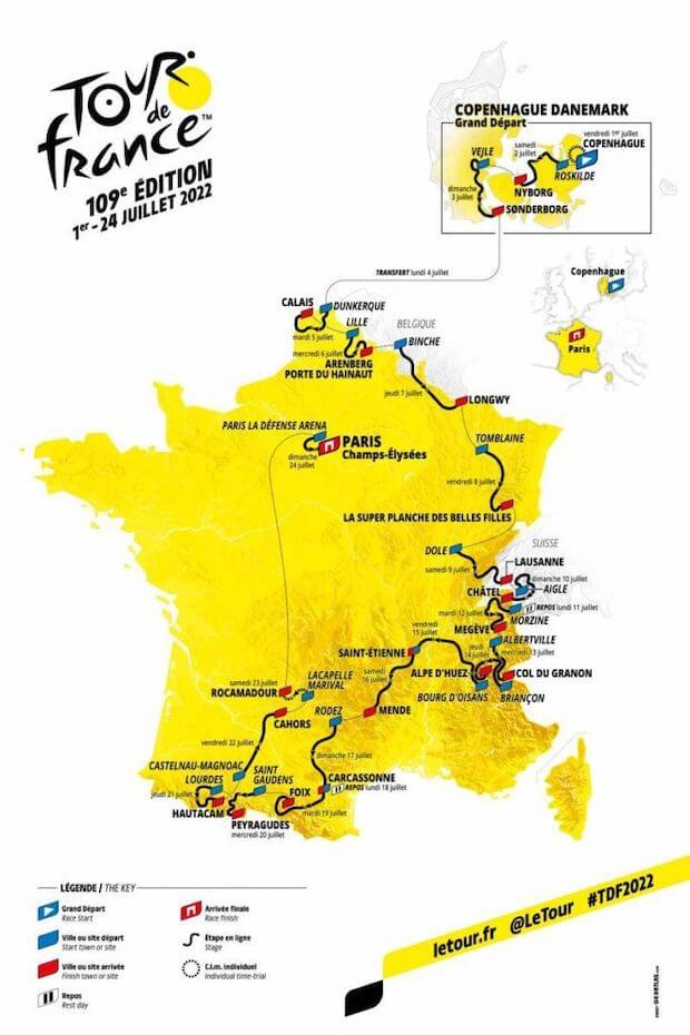 Rute Tour de France 2022