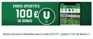 Freebet Unibet en exclusivité : 100€ de bonus pour les nouveaux inscrits