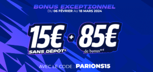 Code promo Parions Sport PARIONS15 : 100€ de freebets en mars 2024