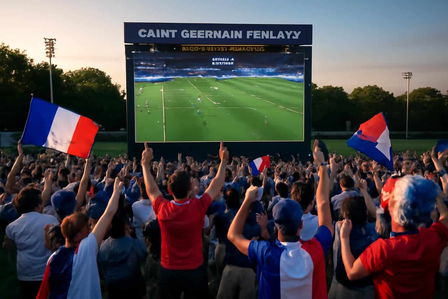 vivez la finale de la ligue des champions entre psg et arsenal en direct sur un écran géant installé à saint-germain-en-laye pour une ambiance unique et conviviale.